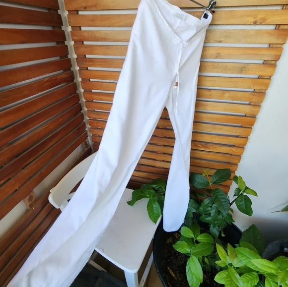 Y2K RIPCURL pants  white linen/viscose/cotton casual Size 12 - Picture 3 of 11